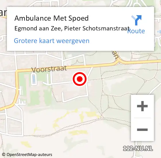 Locatie op kaart van de 112 melding: Ambulance Met Spoed Naar Egmond aan Zee, Pieter Schotsmanstraat op 6 november 2017 10:18