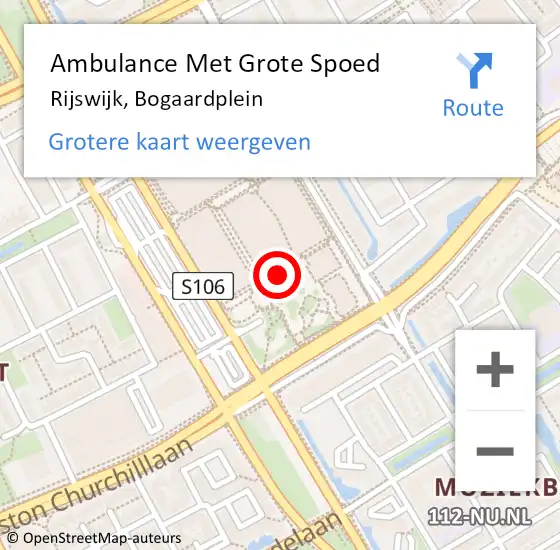 Locatie op kaart van de 112 melding: Ambulance Met Grote Spoed Naar Rijswijk, Bogaardplein op 6 november 2017 10:20