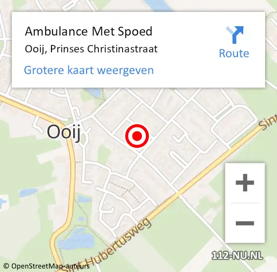 Locatie op kaart van de 112 melding: Ambulance Met Spoed Naar Ooij, Prinses Christinastraat op 6 november 2017 10:23