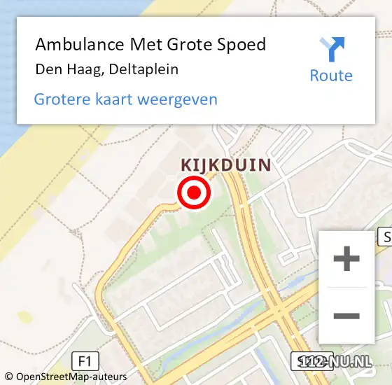 Locatie op kaart van de 112 melding: Ambulance Met Grote Spoed Naar Den Haag, Deltaplein op 6 november 2017 10:35