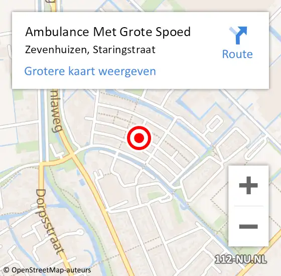 Locatie op kaart van de 112 melding: Ambulance Met Grote Spoed Naar Zevenhuizen, Staringstraat op 6 november 2017 11:07