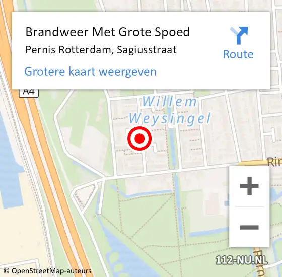 Locatie op kaart van de 112 melding: Brandweer Met Grote Spoed Naar Pernis Rotterdam, Sagiusstraat op 6 november 2017 11:13