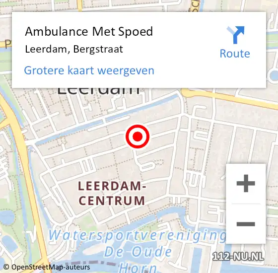 Locatie op kaart van de 112 melding: Ambulance Met Spoed Naar Leerdam, Bergstraat op 6 november 2017 11:18