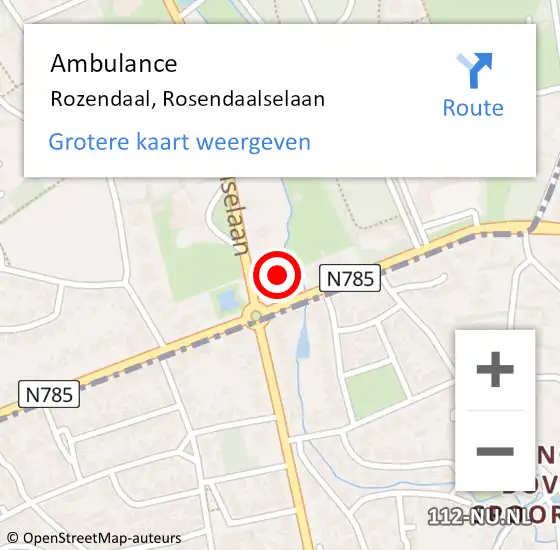 Locatie op kaart van de 112 melding: Ambulance Rozendaal, Rosendaalselaan op 6 november 2017 11:46