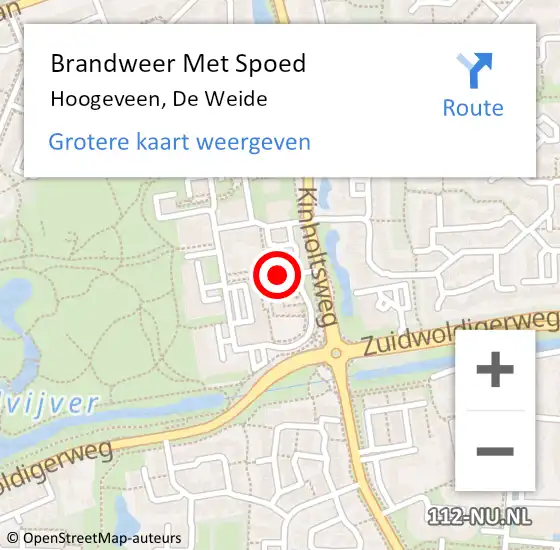 Locatie op kaart van de 112 melding: Brandweer Met Spoed Naar Hoogeveen, De Weide op 6 november 2017 11:46