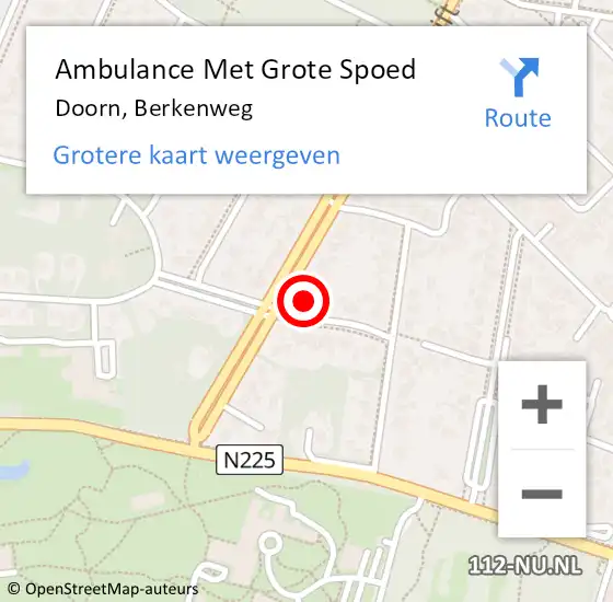 Locatie op kaart van de 112 melding: Ambulance Met Grote Spoed Naar Doorn, Berkenweg op 6 november 2017 12:00