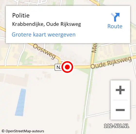 Locatie op kaart van de 112 melding: Politie Krabbendijke, Oude Rijksweg op 6 november 2017 12:38