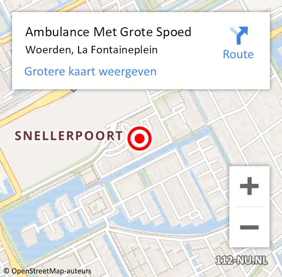 Locatie op kaart van de 112 melding: Ambulance Met Grote Spoed Naar Woerden, La Fontaineplein op 6 november 2017 12:52