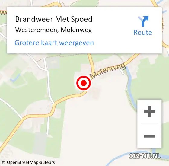 Locatie op kaart van de 112 melding: Brandweer Met Spoed Naar Westeremden, Molenweg op 6 november 2017 13:16