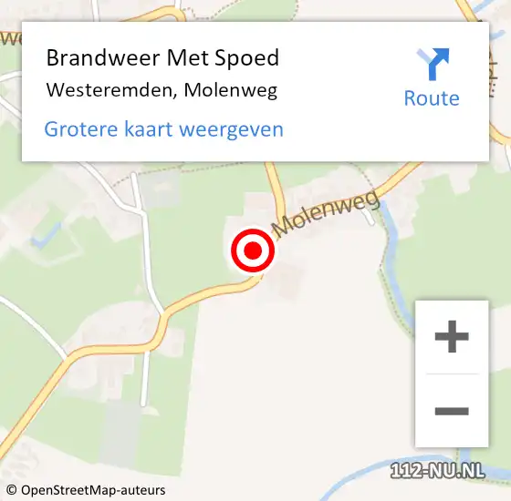 Locatie op kaart van de 112 melding: Brandweer Met Spoed Naar Westeremden, Molenweg op 6 november 2017 13:22