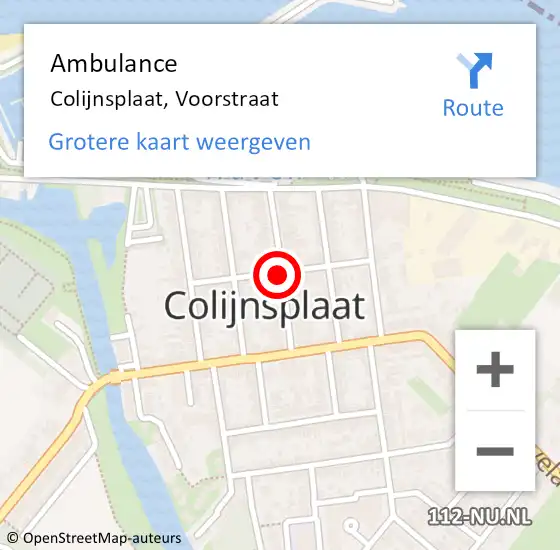 Locatie op kaart van de 112 melding: Ambulance Colijnsplaat, Voorstraat op 6 november 2017 14:49