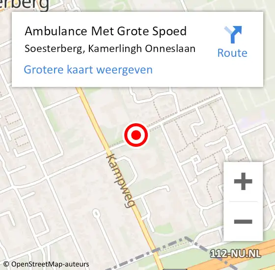 Locatie op kaart van de 112 melding: Ambulance Met Grote Spoed Naar Soesterberg, Kamerlingh Onneslaan op 6 november 2017 14:53