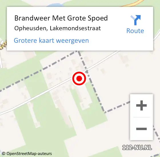 Locatie op kaart van de 112 melding: Brandweer Met Grote Spoed Naar Opheusden, Lakemondsestraat op 6 november 2017 14:56