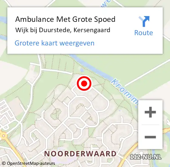 Locatie op kaart van de 112 melding: Ambulance Met Grote Spoed Naar Wijk bij Duurstede, Kersengaard op 6 november 2017 14:58