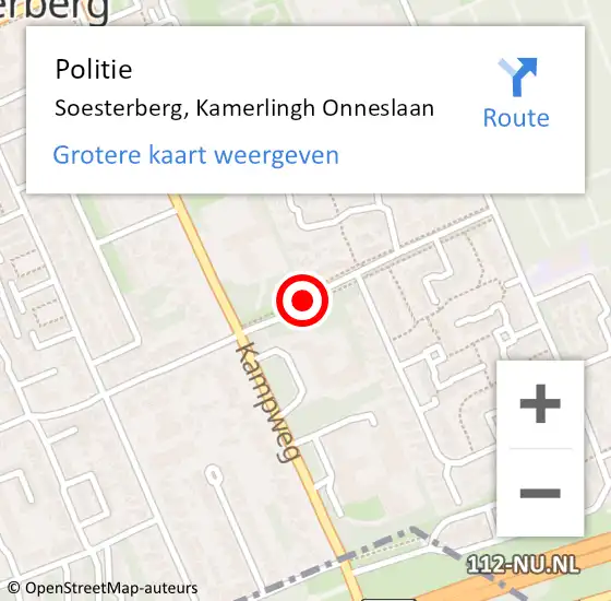 Locatie op kaart van de 112 melding: Politie Soesterberg, Kamerlingh Onneslaan op 6 november 2017 14:59