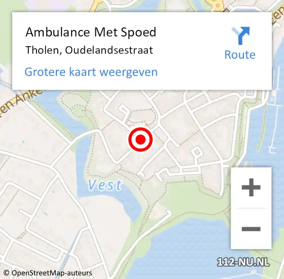 Locatie op kaart van de 112 melding: Ambulance Met Spoed Naar Tholen, Oudelandsestraat op 6 november 2017 15:04