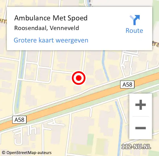 Locatie op kaart van de 112 melding: Ambulance Met Spoed Naar Roosendaal, Venneveld op 6 november 2017 15:05