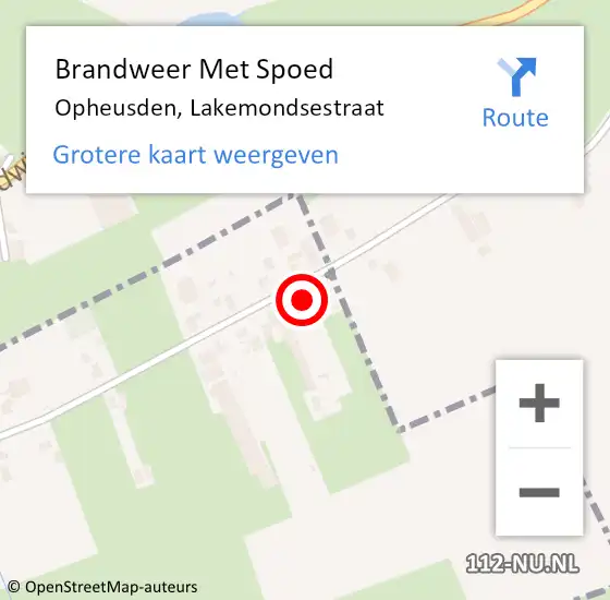 Locatie op kaart van de 112 melding: Brandweer Met Spoed Naar Opheusden, Lakemondsestraat op 6 november 2017 15:33