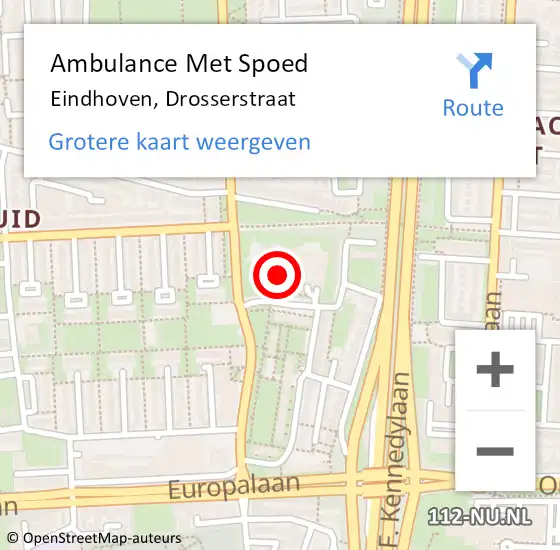 Locatie op kaart van de 112 melding: Ambulance Met Spoed Naar Eindhoven, Drosserstraat op 6 november 2017 15:43