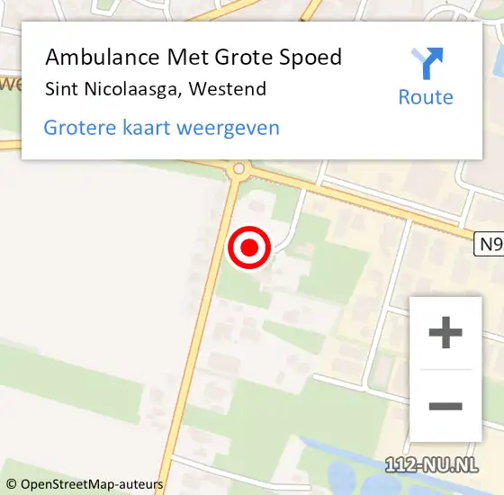 Locatie op kaart van de 112 melding: Ambulance Met Grote Spoed Naar Sint Nicolaasga, Westend op 6 november 2017 17:03