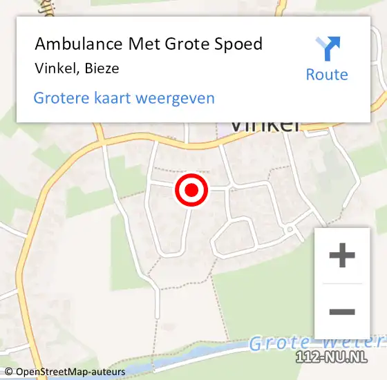 Locatie op kaart van de 112 melding: Ambulance Met Grote Spoed Naar Vinkel, Bieze op 6 november 2017 18:13