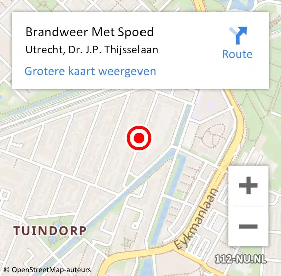 Locatie op kaart van de 112 melding: Brandweer Met Spoed Naar Utrecht, Dr. J.P. Thijsselaan op 6 november 2017 18:20