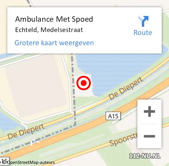 Locatie op kaart van de 112 melding: Ambulance Met Spoed Naar Echteld, Medelsestraat op 6 november 2017 18:56