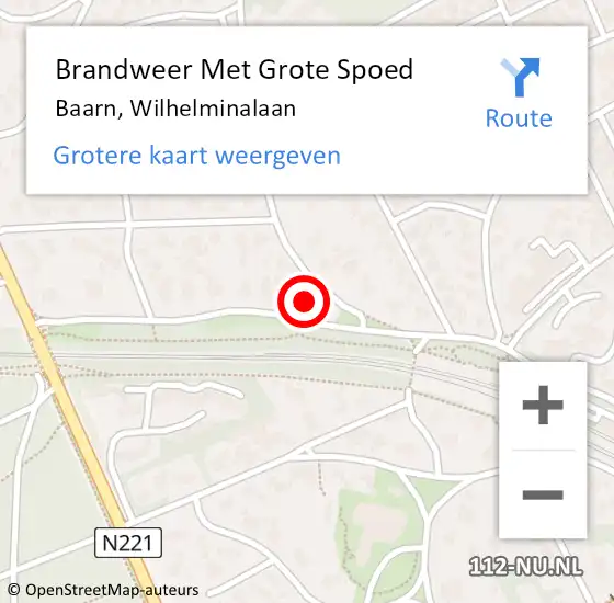 Locatie op kaart van de 112 melding: Brandweer Met Grote Spoed Naar Baarn, Wilhelminalaan op 6 november 2017 19:17