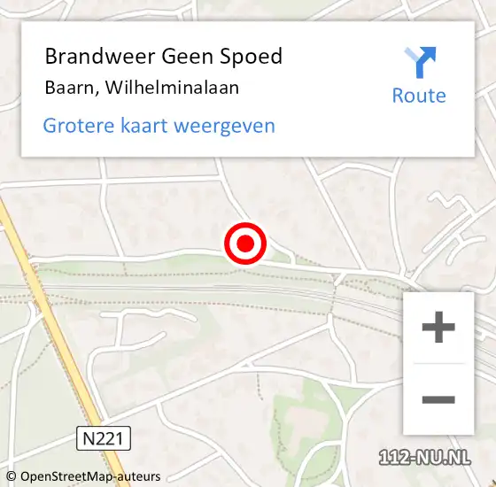 Locatie op kaart van de 112 melding: Brandweer Geen Spoed Naar Baarn, Wilhelminalaan op 6 november 2017 19:20