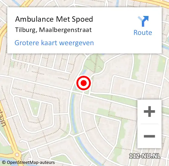 Locatie op kaart van de 112 melding: Ambulance Met Spoed Naar Tilburg, Maalbergenstraat op 6 november 2017 19:21