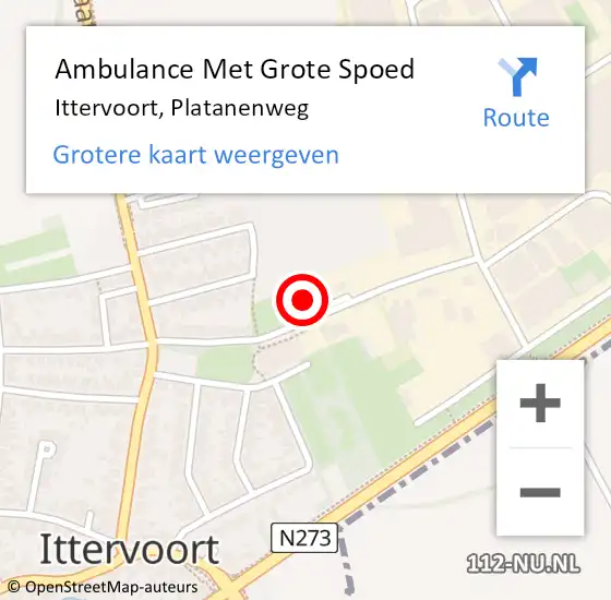 Locatie op kaart van de 112 melding: Ambulance Met Grote Spoed Naar Ittervoort, Platanenweg op 6 november 2017 19:33