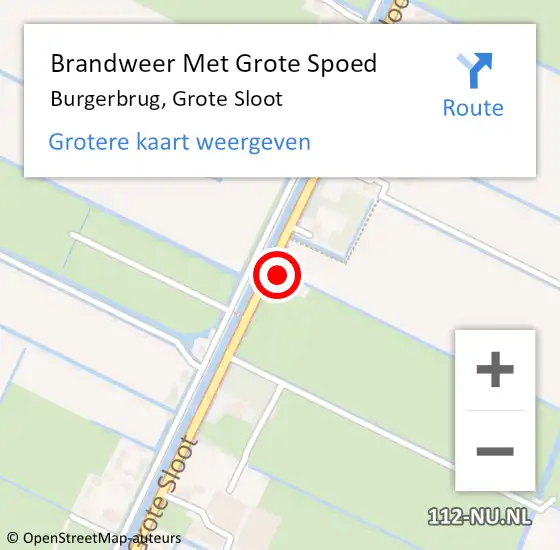 Locatie op kaart van de 112 melding: Brandweer Met Grote Spoed Naar Burgerbrug, Grote Sloot op 6 november 2017 19:39