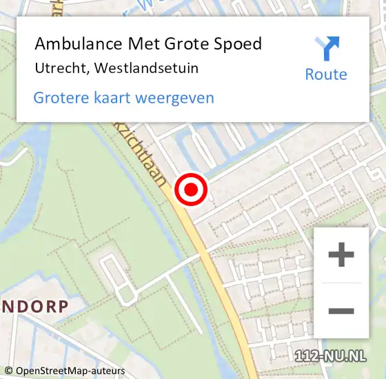 Locatie op kaart van de 112 melding: Ambulance Met Grote Spoed Naar Utrecht, Westlandsetuin op 6 november 2017 19:52