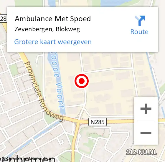 Locatie op kaart van de 112 melding: Ambulance Met Spoed Naar Zevenbergen, Blokweg op 6 november 2017 20:01