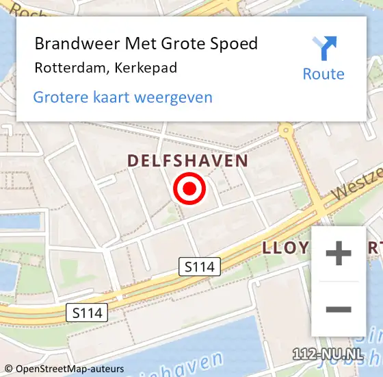 Locatie op kaart van de 112 melding: Brandweer Met Grote Spoed Naar Rotterdam, Kerkepad op 6 november 2017 20:27