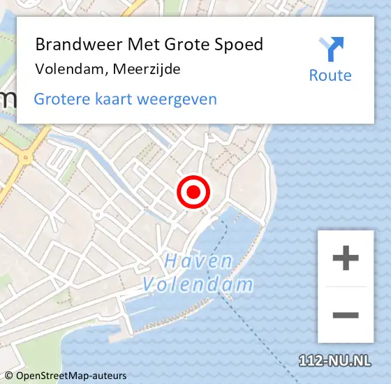 Locatie op kaart van de 112 melding: Brandweer Met Grote Spoed Naar Volendam, Meerzijde op 6 november 2017 20:50