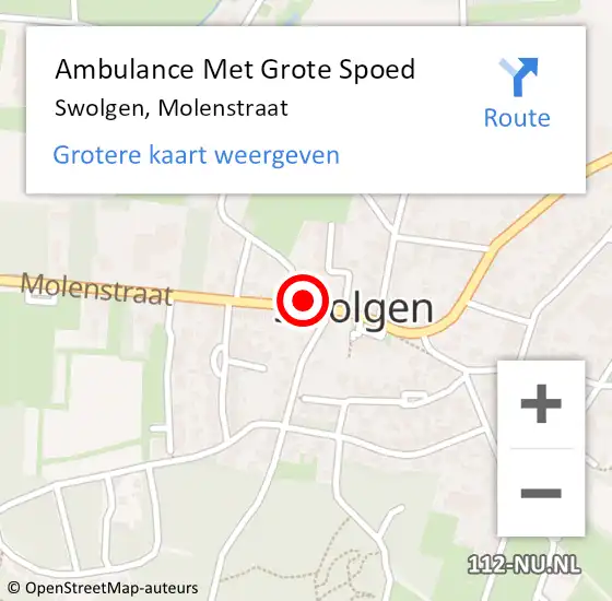 Locatie op kaart van de 112 melding: Ambulance Met Grote Spoed Naar Swolgen, Molenstraat op 6 november 2017 21:13
