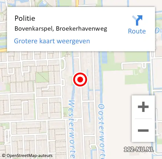 Locatie op kaart van de 112 melding: Politie Bovenkarspel, Broekerhavenweg op 6 november 2017 21:50
