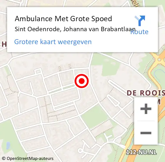 Locatie op kaart van de 112 melding: Ambulance Met Grote Spoed Naar Sint Oedenrode, Johanna van Brabantlaan op 6 november 2017 22:08