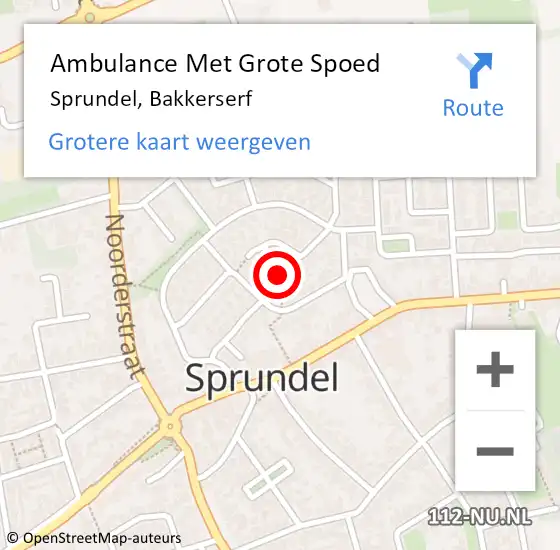 Locatie op kaart van de 112 melding: Ambulance Met Grote Spoed Naar Sprundel, Bakkerserf op 6 november 2017 22:27