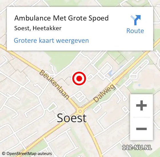 Locatie op kaart van de 112 melding: Ambulance Met Grote Spoed Naar Soest, Heetakker op 6 november 2017 22:36