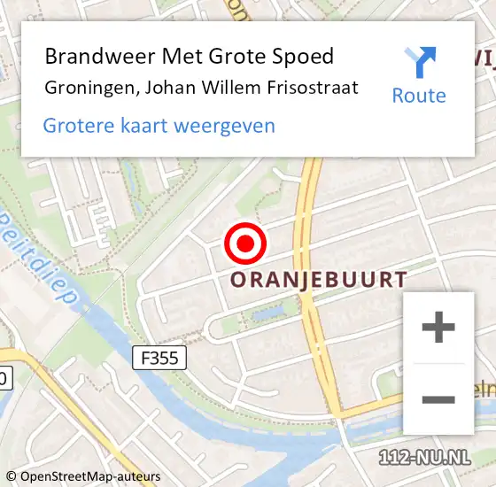 Locatie op kaart van de 112 melding: Brandweer Met Grote Spoed Naar Groningen, Johan Willem Frisostraat op 6 november 2017 23:41