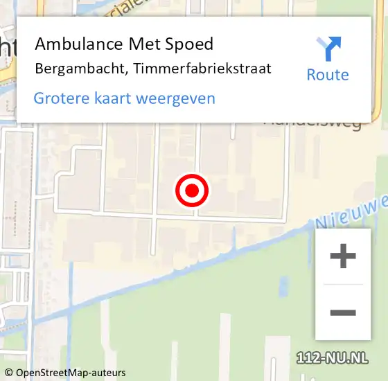 Locatie op kaart van de 112 melding: Ambulance Met Spoed Naar Bergambacht, Timmerfabriekstraat op 7 november 2017 04:21