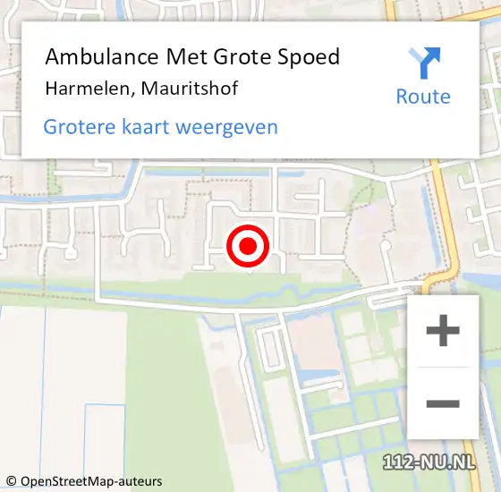 Locatie op kaart van de 112 melding: Ambulance Met Grote Spoed Naar Harmelen, Mauritshof op 7 november 2017 04:59