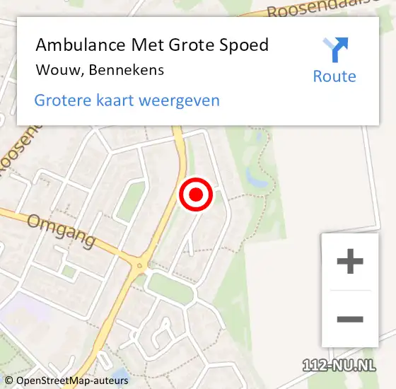 Locatie op kaart van de 112 melding: Ambulance Met Grote Spoed Naar Wouw, Bennekens op 7 november 2017 05:05