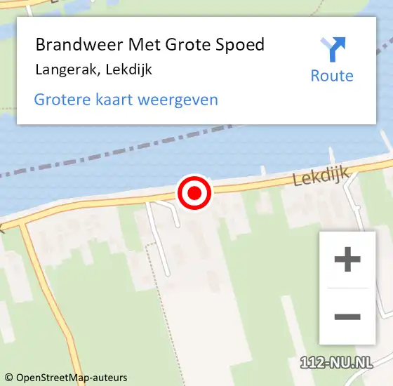 Locatie op kaart van de 112 melding: Brandweer Met Grote Spoed Naar Langerak, Lekdijk op 7 november 2017 06:57