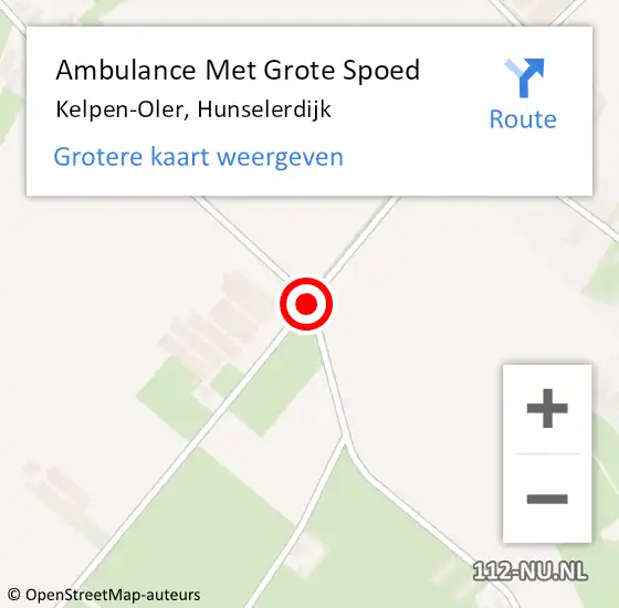 Locatie op kaart van de 112 melding: Ambulance Met Grote Spoed Naar Kelpen-Oler, Hunselerdijk op 7 november 2017 07:04