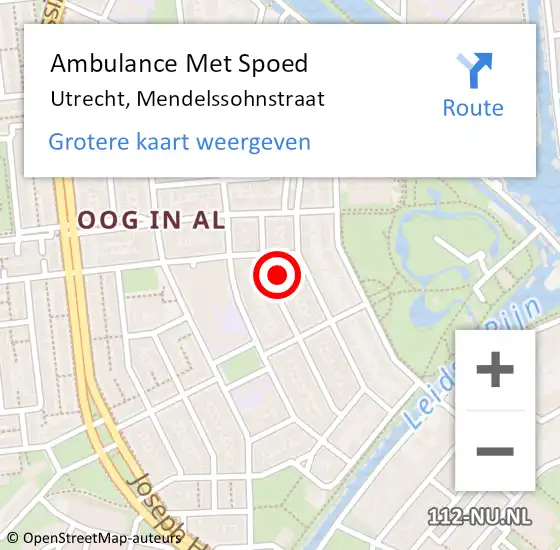 Locatie op kaart van de 112 melding: Ambulance Met Spoed Naar Utrecht, Mendelssohnstraat op 7 november 2017 08:11