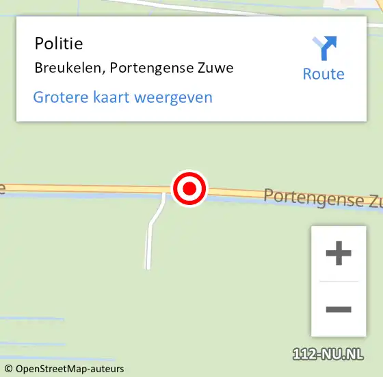 Locatie op kaart van de 112 melding: Politie Breukelen, Portengense Zuwe op 7 november 2017 08:29