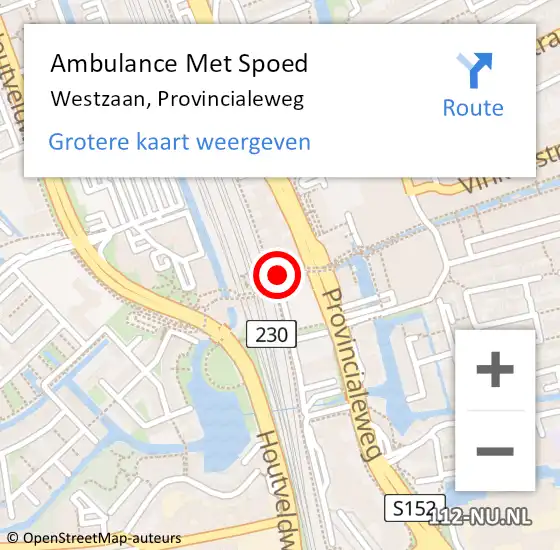 Locatie op kaart van de 112 melding: Ambulance Met Spoed Naar Westzaan, Provincialeweg op 7 november 2017 09:15